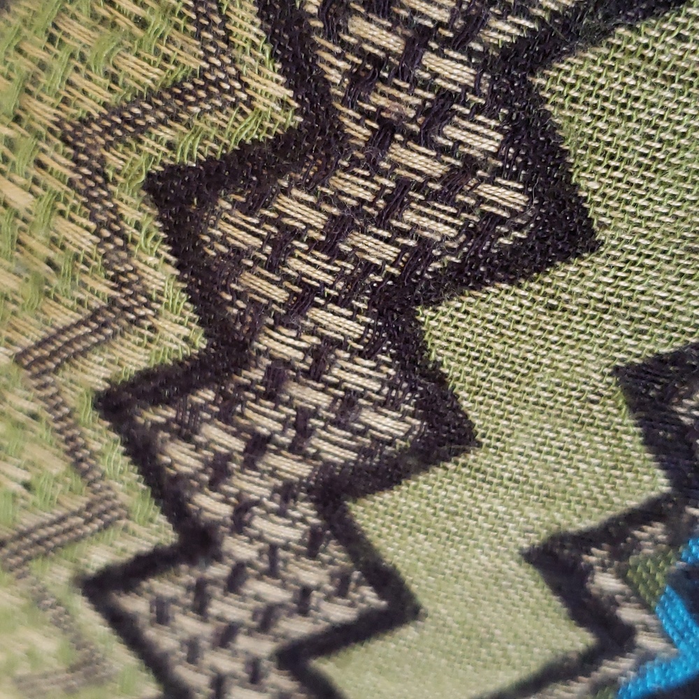 Vintage Y2K HALE BOB Boho Woven Mini Dress • Olive Green Turquoise Chevron • XS - Picture 10 of 12